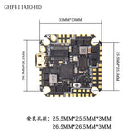 JHEMCU GHF411AIO HD F4 OSD Flight Controller Built-in 40A BLheliS 2-6S 4in1 Brushless ESC for Toothpick RC FPV Racing Drone